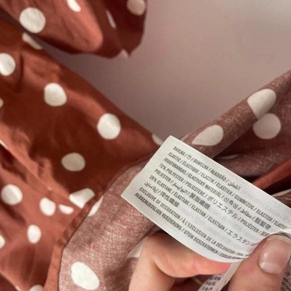 Abercrombie & Fitch Emerson Ruched Puff Sleeve Polka Dot Babydoll Mini Dress NWT - Picture 12 of 14